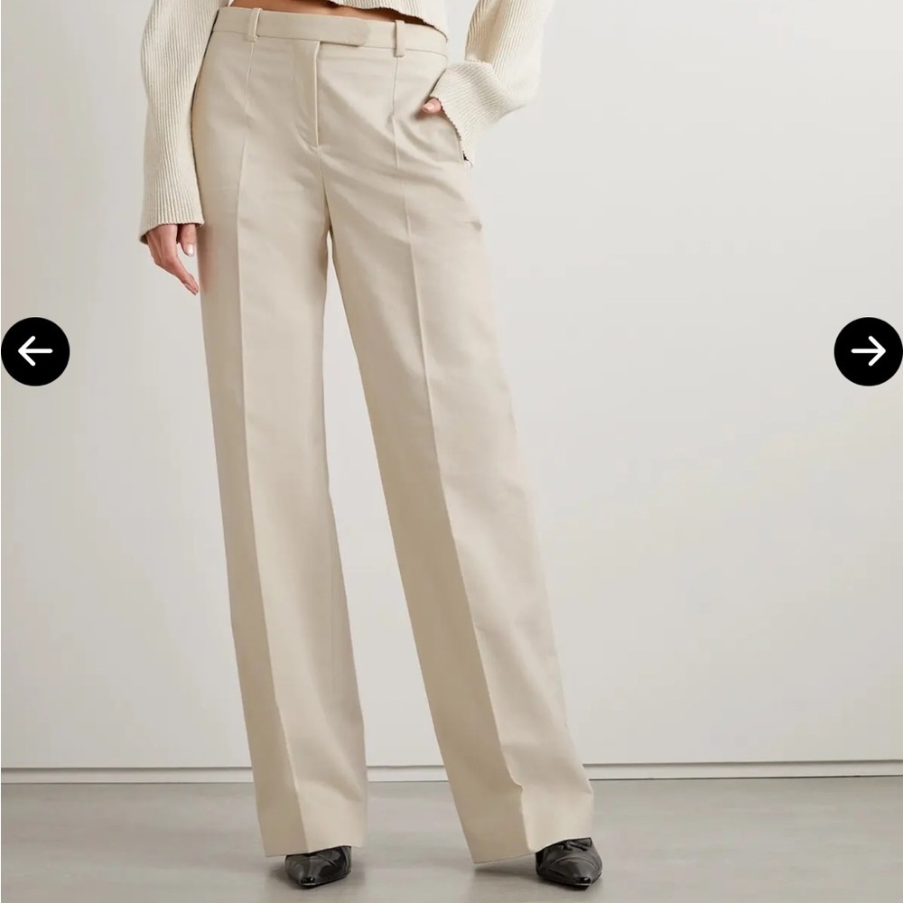NWT The Row Banew Pants Size 2 SOLD OUT Classic Cotton & Wool Blend Pants Beige